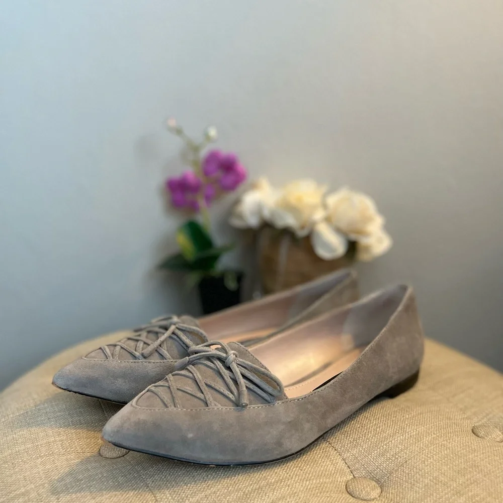 French Connection “Gesine” Suede Bow Tie Flats - Size 7.5 - Picture 7 of 12
